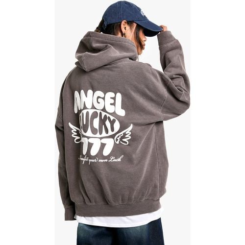 Sudadera Oversize Con Capucha Y Estampado De Ángel De La Suerte - boohoo - Modalova