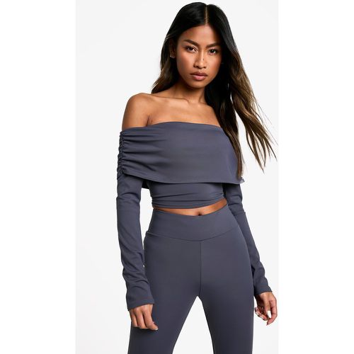 Top seducente effetto opaco con scollo Bardot - boohoo - Modalova