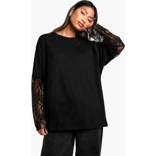 T-shirt oversize con maniche in pizzo - boohoo - Modalova