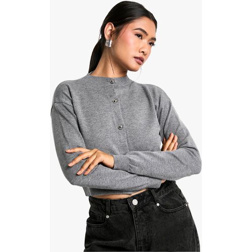 Cárdigan Recto Crop De Punto Suave Con Cuello Alto - boohoo - Modalova