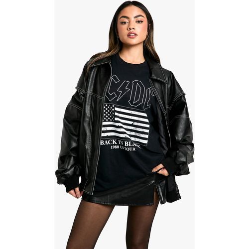 T-shirt oversize con stampa ufficiale ACDC e fascette grafiche - boohoo - Modalova