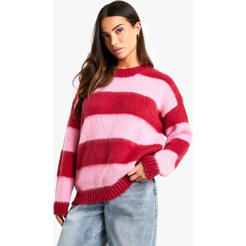 Jersey Petite Oversize De Punto Cardado Con Rayas - boohoo - Modalova