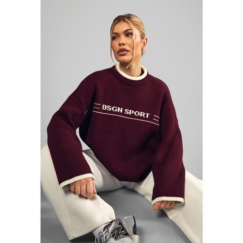 Maglione a girocollo oversize in maglia DSGN Sport - boohoo - Modalova