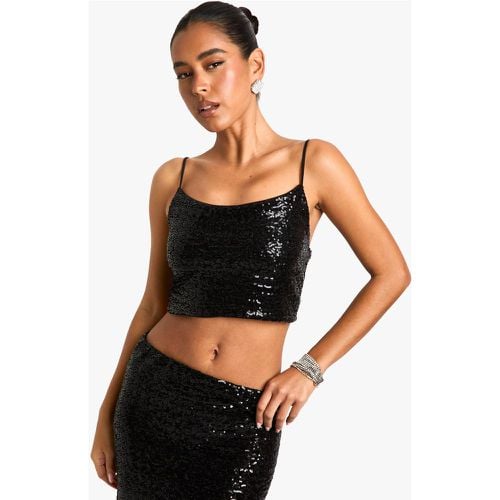 Top smanicato coordinato con paillettes - boohoo - Modalova