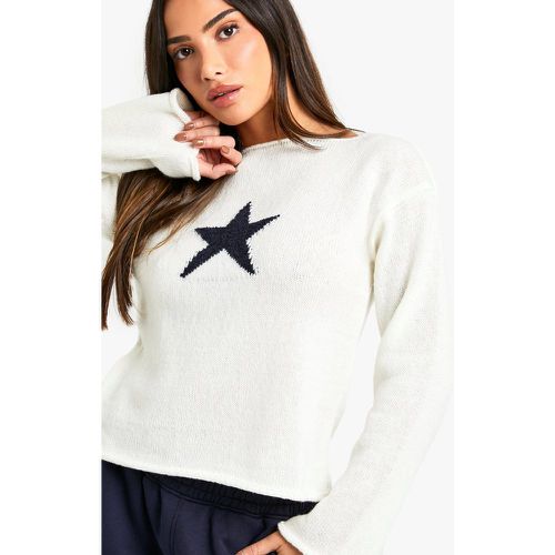 Jersey Petite De Punto Y Cuello Vuelto Con Estrellas - boohoo - Modalova