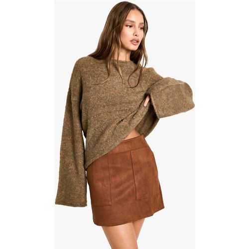 Falda Mini Efecto Ante, Brown - boohoo - Modalova