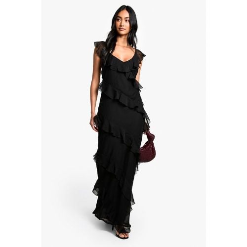 Vestito maxi in chiffon con spalline e arricciature - boohoo - Modalova