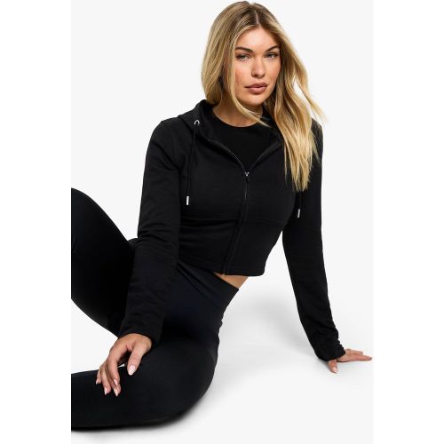 Sudadera Con Capucha, Cremallera, Mangas Acampanadas Y Bajo Encogido - boohoo - Modalova