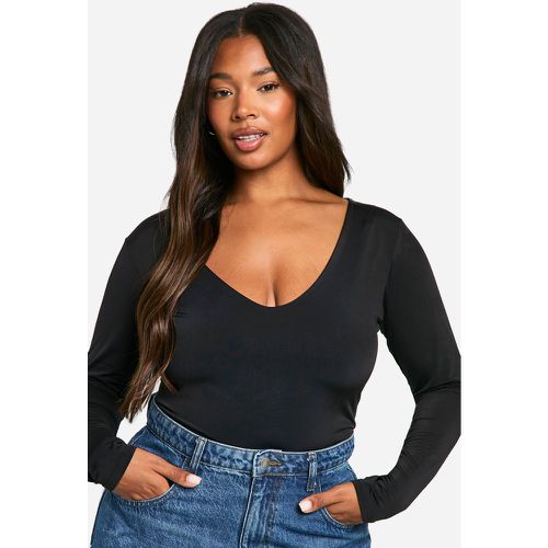 Body Plus Size seducente su due livelli con scollo profondo - boohoo - Modalova