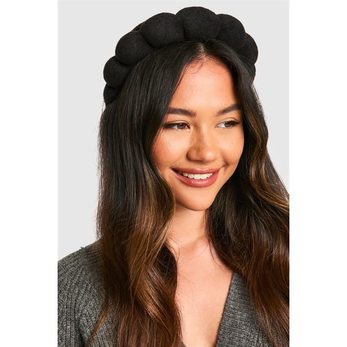 Diadema De Felpa Curva, Negro - boohoo - Modalova