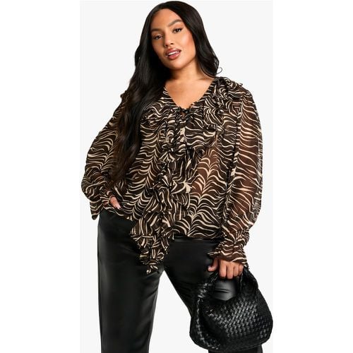 Top svasato Plus Size con stampa animalier - boohoo - Modalova