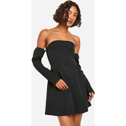 Tall A-Line Bardot Long Sleeve Mini Dress - boohoo - Modalova