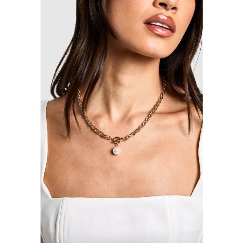 Collana a catena spessa con perle - boohoo - Modalova