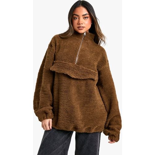 Sudadera Oversize Con Bolsillos Canguro, Cremallera A La Mitad Y Mangas Anchas - boohoo - Modalova