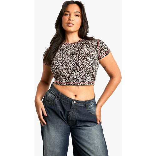 Camiseta Plus Con Estampado De Leopardo En Contraste - boohoo - Modalova