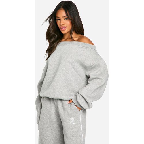 Felpa con spalle scoperte, Grigio - boohoo - Modalova