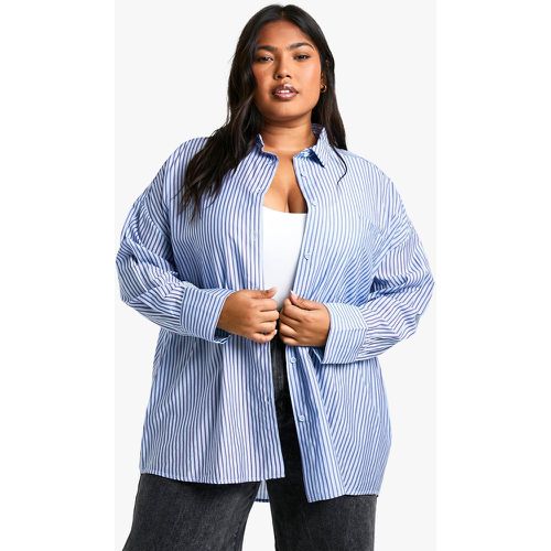 Camisa Plus Oversize De Rayas A Dos Tonos - boohoo - Modalova