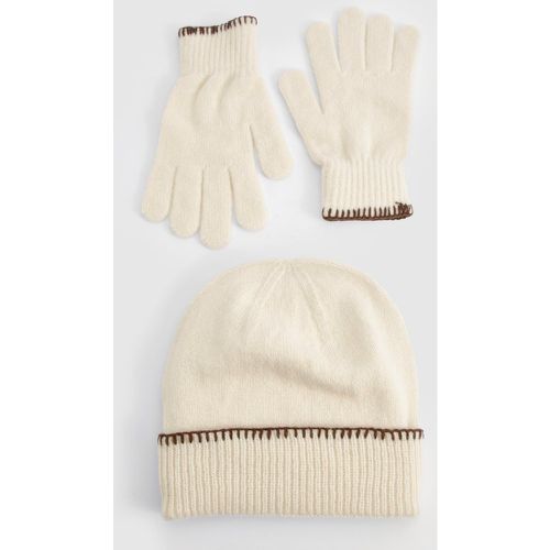 Conjunto De Gorro Y Guantes De Punto Con Ribete De Costuras - boohoo - Modalova