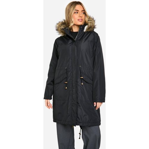 Parka Con Ribete De Pelo Sintético - boohoo - Modalova