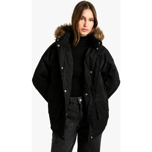 Parka con tasche Utility, Nero - boohoo - Modalova