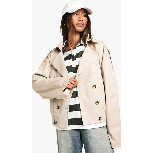 Cappotto Trench corto a coste - boohoo - Modalova