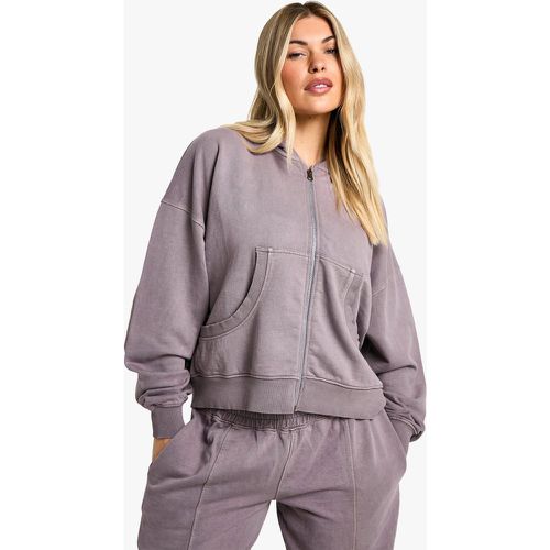 Sudadera Gruesa Premium Sobreteñida Con Capucha Y Cremallera - boohoo - Modalova