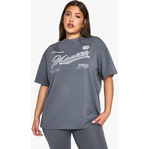 SET T-SHIRT OVERSIZE Plus Size con scritta MONACO e legging - boohoo - Modalova