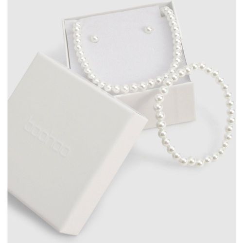 Set De Regalo Con Perlas, Blanco - boohoo - Modalova