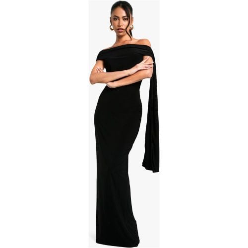 Vestito maxi drappeggiato con dettagli attorcigliati e spalle scoperte - boohoo - Modalova