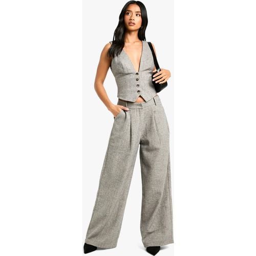 Pantalón Petite Efecto Lana De Espiguilla - boohoo - Modalova