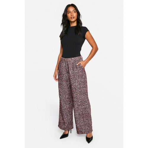 Pantaloni Petite effetto lana a spina di pesce - boohoo - Modalova