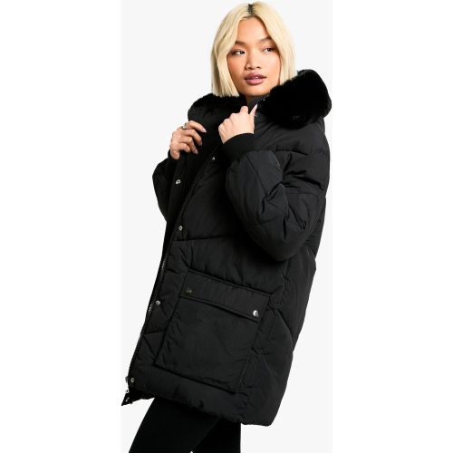 Parka Con Capucha De Pelo Sintético - boohoo - Modalova