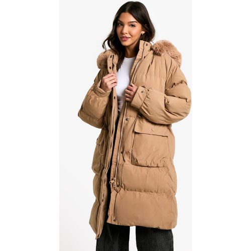 Parka Premium Con Ribete De Pelo Sintético - boohoo - Modalova