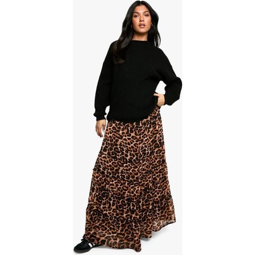 Gonna maxi Premaman in chiffon con stampa leopardata e balze in vita elasticizzata - boohoo - Modalova