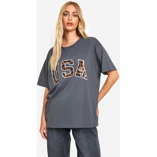 Camiseta Oversize Con Estampado Gráfico Usa - boohoo - Modalova