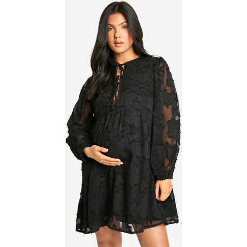 Vestido Holgado Premamá De Manga Larga Desgastado Con Atadura Frontal - boohoo - Modalova