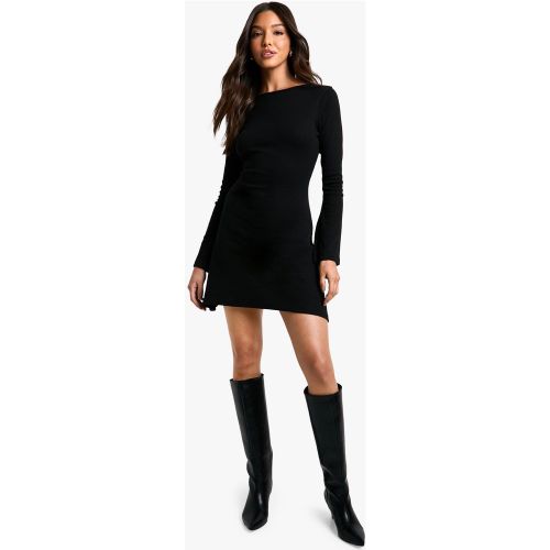 Vestido Recto De Canalé Con Atadura En La Espalda - boohoo - Modalova