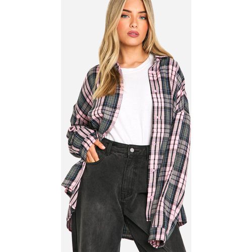 Camisa Oversize De Cuadros, Gris - boohoo - Modalova