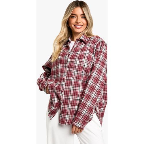 Camisa Oversize De Cuadros Con Hombreras - boohoo - Modalova