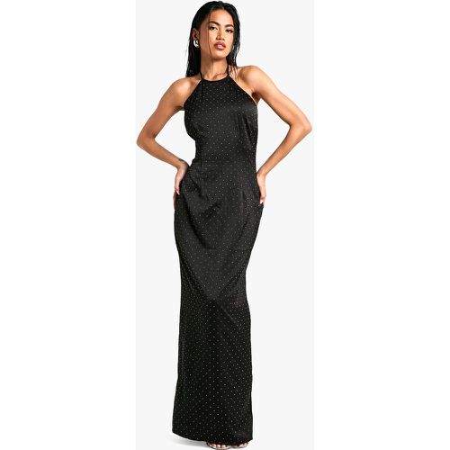 Vestido Maxi De Raso Con Escote Halter Y Estampado Hot Fix - boohoo - Modalova