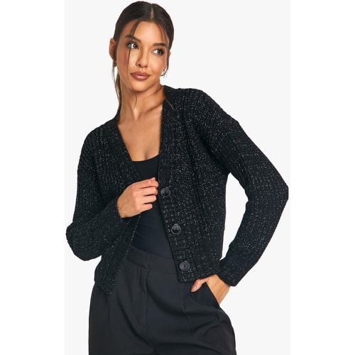 Cardigan corto squadrato in maglia lurex - boohoo - Modalova