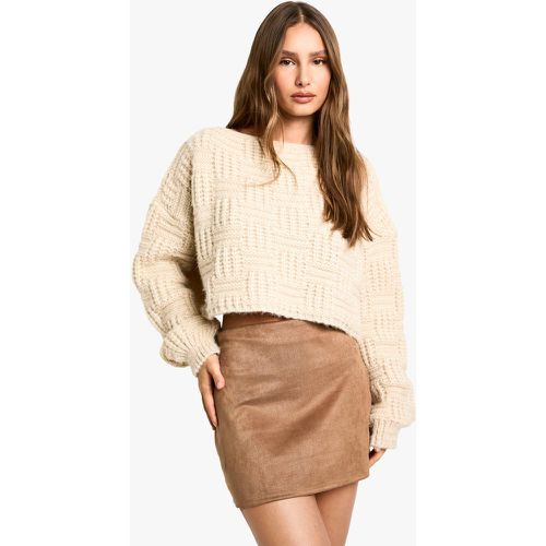 Minifalda De Ante, Beige - boohoo - Modalova