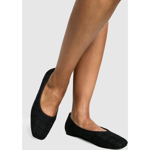 Bailarinas De Tejido Bouclé, Negro - boohoo - Modalova