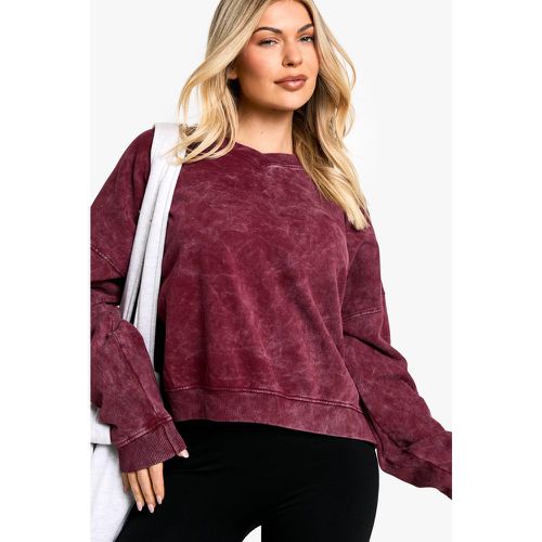 Sudadera Oversize Sobreteñida Con Escote De Pico - boohoo - Modalova