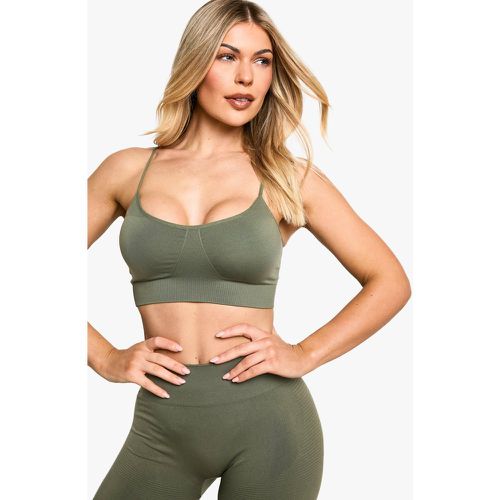 Reggiseno sportivo Premium modellante a coste senza cuciture con supporto leggero - boohoo - Modalova