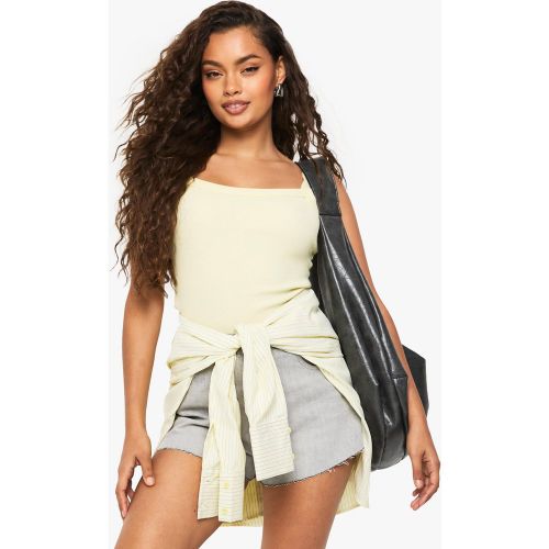 Top Sin Mangas Básico De Canalé Con Unión De - boohoo - Modalova