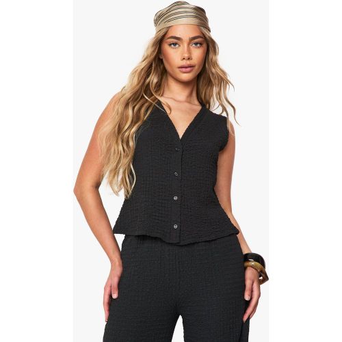 Top Texturizado Sin Mangas Con Botones - boohoo - Modalova