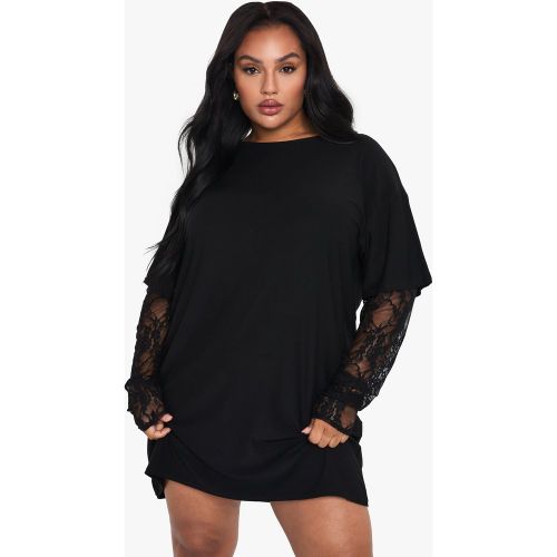 Vestido Camiseta Plus Oversize Con Mangas De Encaje - boohoo - Modalova