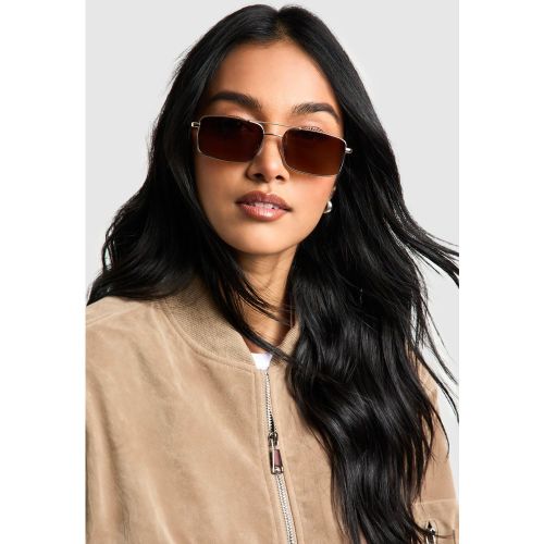 Gafas De Sol De Aviador Cuadradas Con Lentes Marrones - boohoo - Modalova