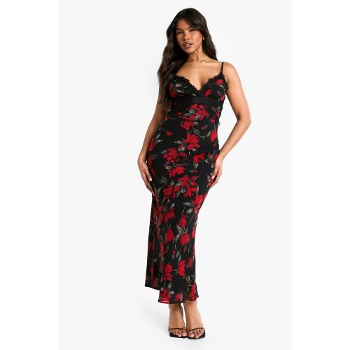 Vestido Maxi De Flores Con Ribete De Encaje - boohoo - Modalova